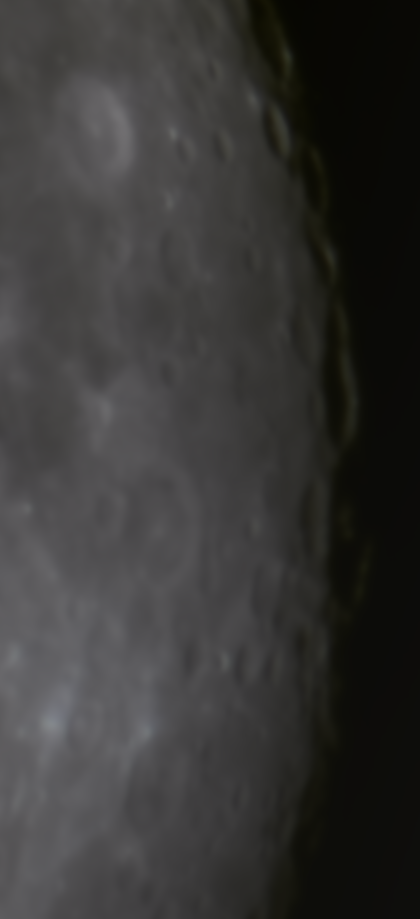 A picture of the edge of the moon through a telescope